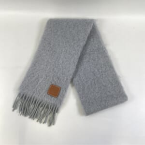 ロエベ アナグラムマフラー グレー モヘア×ウール×ナイロン