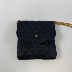 シャネル マトラッセ マイクロチェーンポーチ コットン 黒