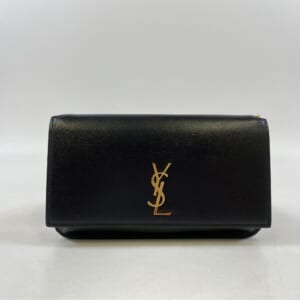 サンローラン YSLロゴ ラウンドファスナー長財布 グレー クロコレザー