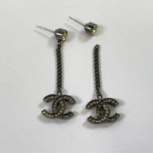 シャネル ココマーク ラインストーン ピアス シルバー GP