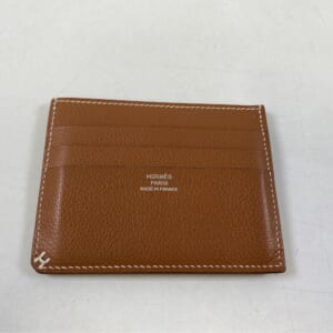 エルメス シチズン ツイル 名刺入れ ブラウン レザー W刻印