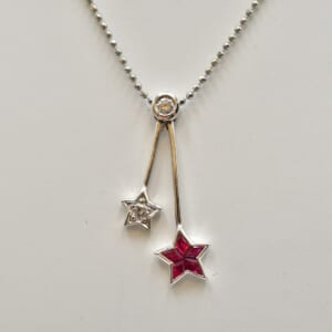 メレダイヤ×ルビーネックレス Pt900 0.46ct 0.13ct