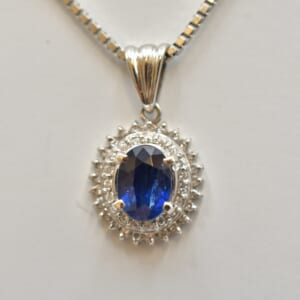サファイア メレダイヤネックレス Pt850/Pt900 0.22ct 1.10ct