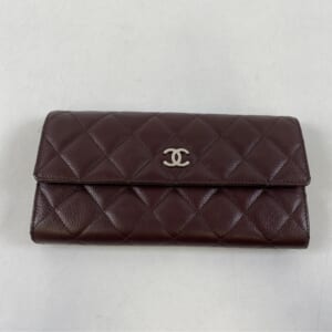 シャネル マトラッセ 長財布 ボルドー キャビア SV金具