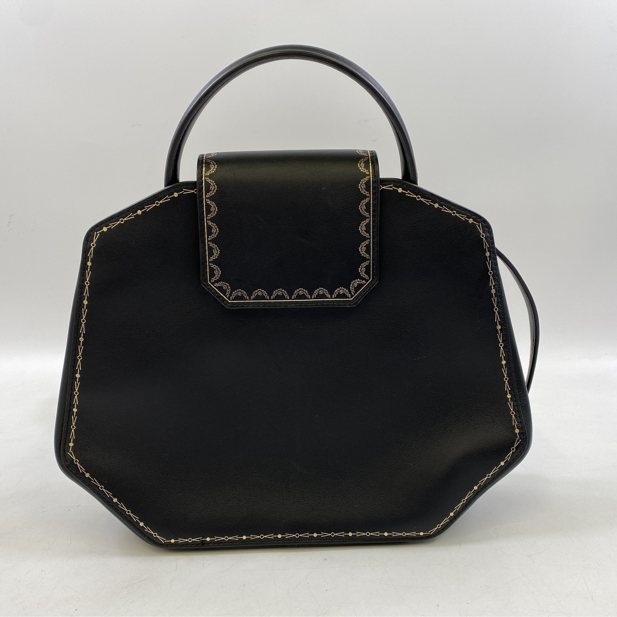 【2月15日まで期間限定価格】Cartier ハンドバック　レザー　黒 カルティエ ガーランドドゥカルティエ 2WAYハンドバッグ 黒 レザー