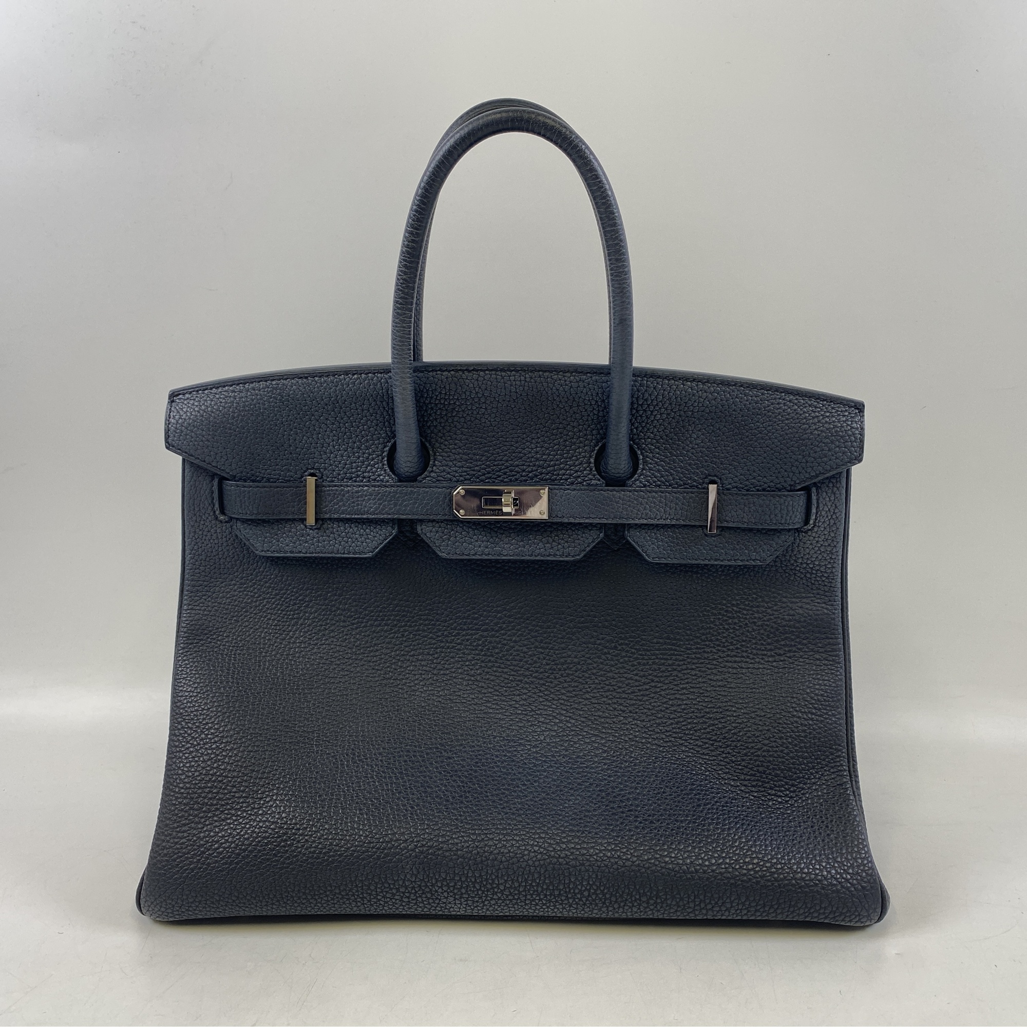 エルメス バーキン35 ブルーニュイ トゴ SV金具 C刻印 Bランク