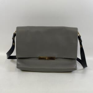 セリーヌ ブレード ショルダーバッグ グレー レザー
