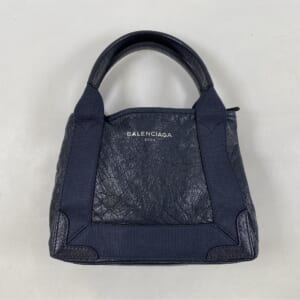 バレンシアガ ネイビーカバスXS ブルー レザー 390346