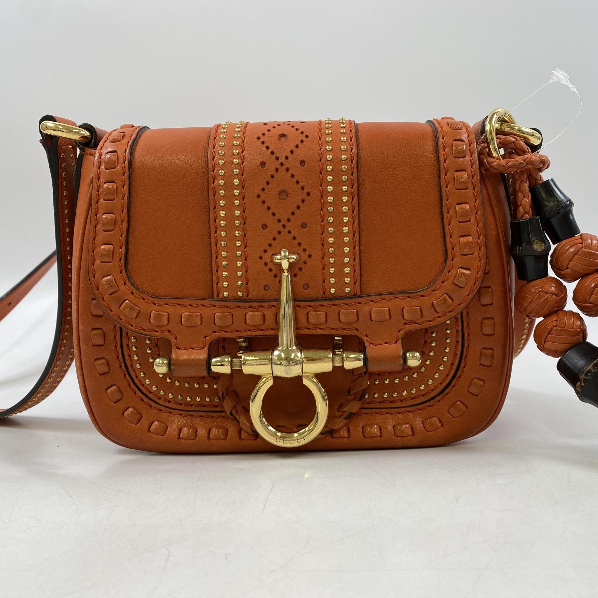 gucci ショルダーバッグ グッチ スナッフルビット フリンジ ショルダーバッグ オレンジ レザー
