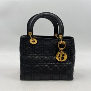 ディオール レディディオール ミディアム ブラック レザー GD金具