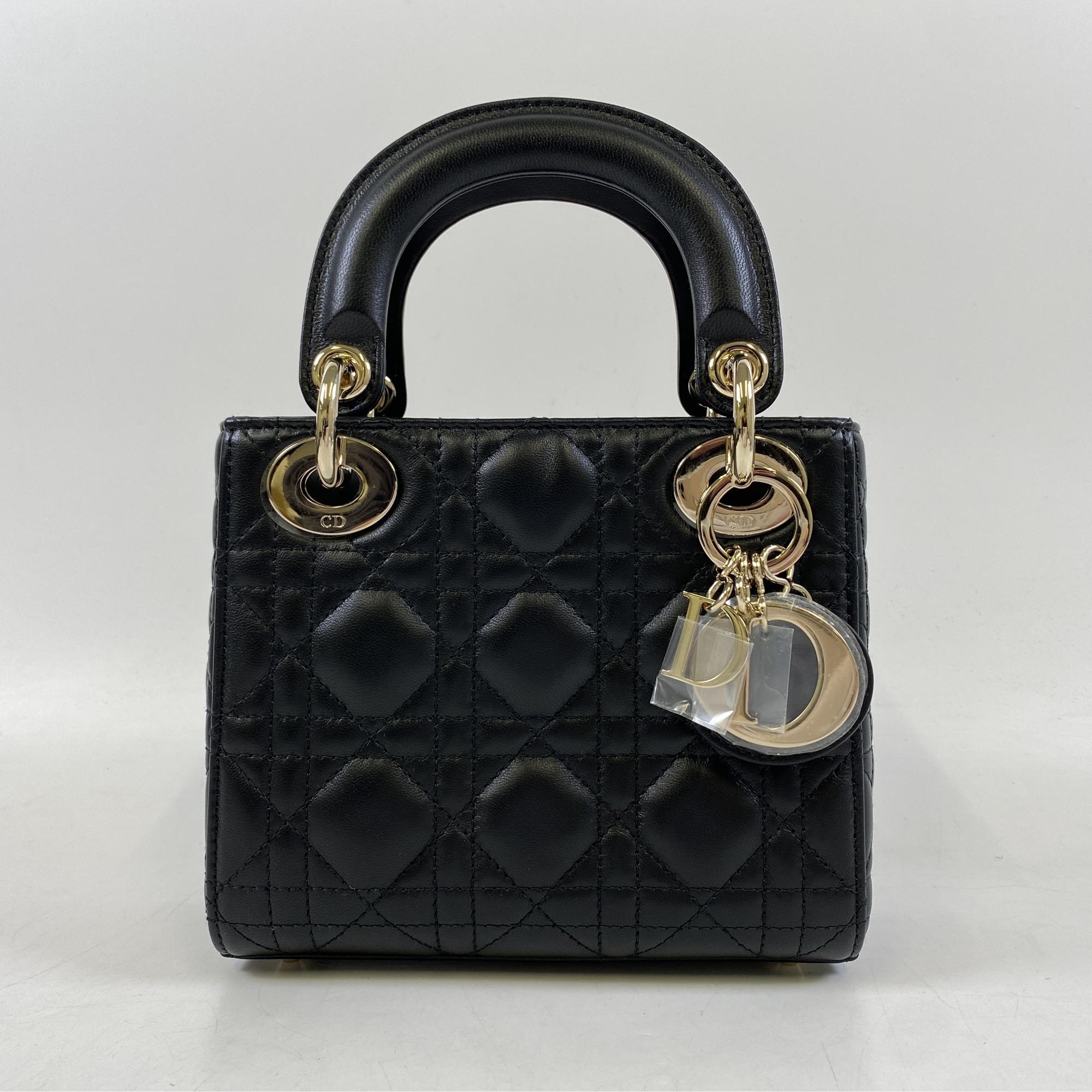 ディオール Lady Dior ミニ カナージュ 2WAYチェーンバッグ 黒