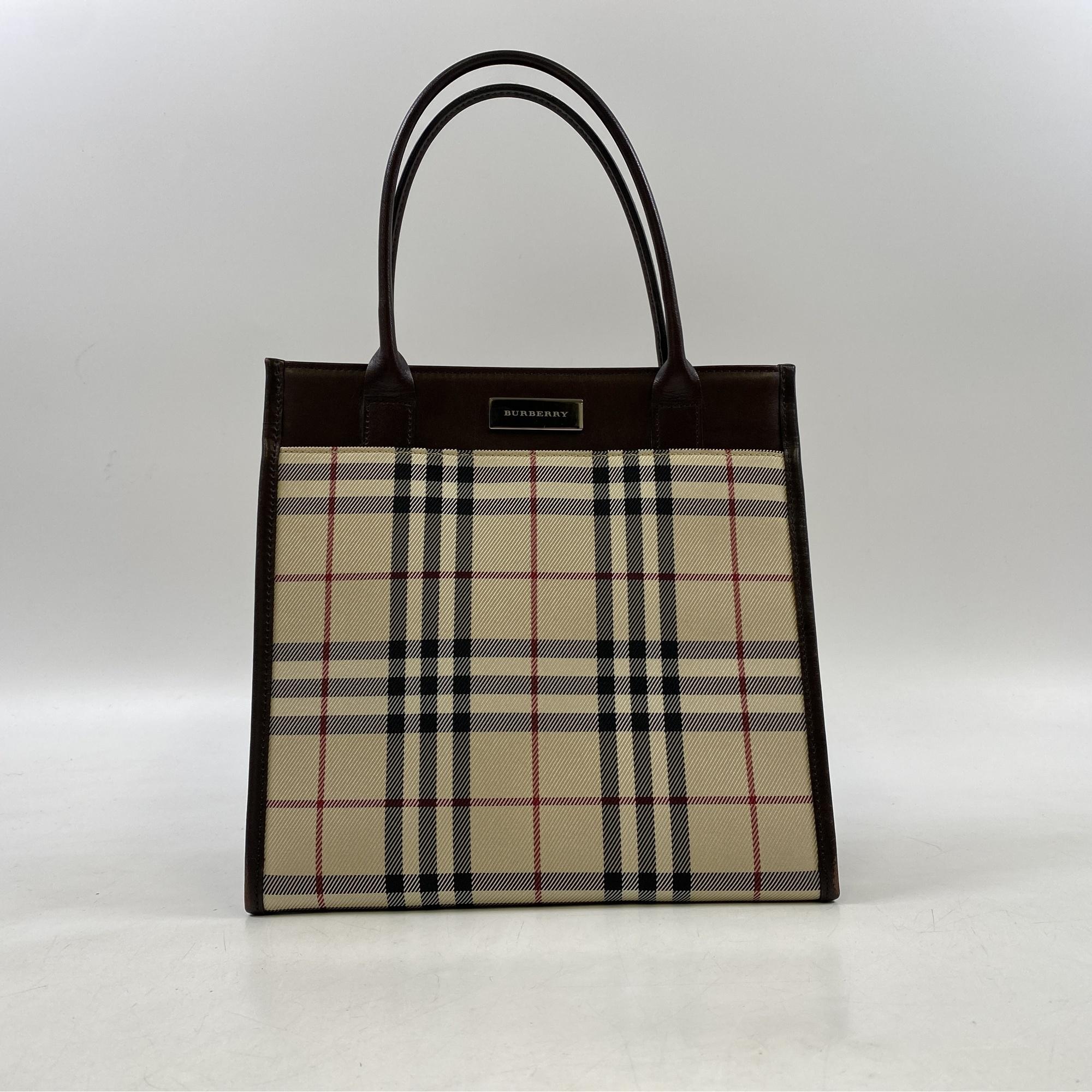 ノバチェック ハンドバッグ バーバリー BURBERRY キャンバス トート