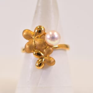 ミキモト 花モチーフ パ―ルリング K18