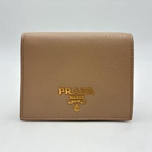 プラダ サフィアーノ 二つ折り財布 ベージュ×ピンク レザー 1MV204