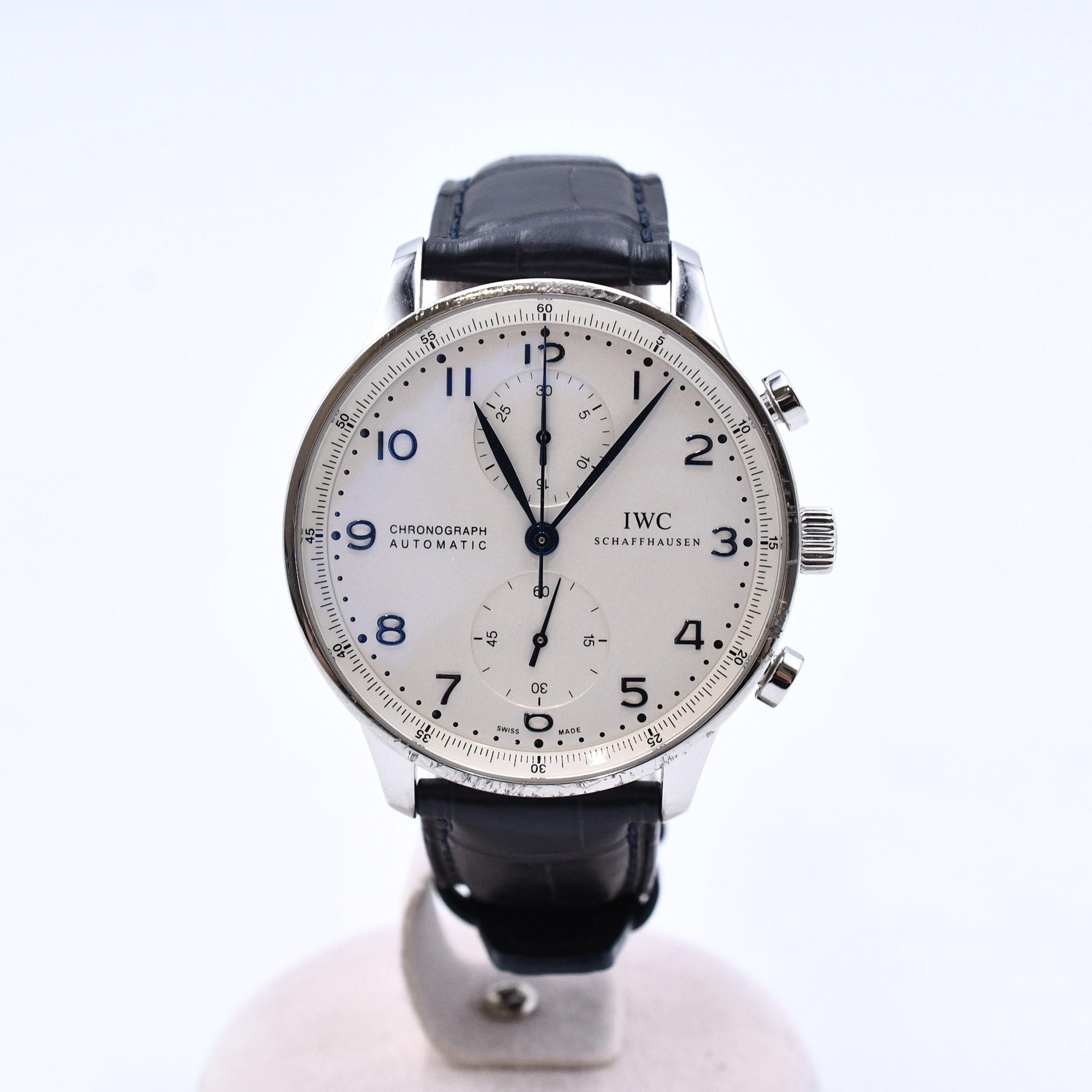 IWC ポルトギーゼ クロノグラフ 白文字盤 SS×革/AT Bランク