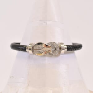 フレッド シャンスアンフィニ LM ダイヤブレスレット K18WG×レザー OB0100