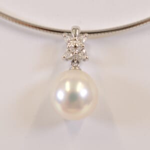 タサキ パール ダイヤネックレス Au750WG×Pt900 0.22ct