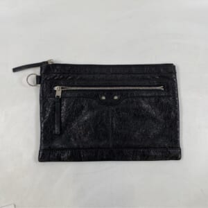 バレンシアガ クラシッククリップ クラッチバッグ 黒 レザー 273022