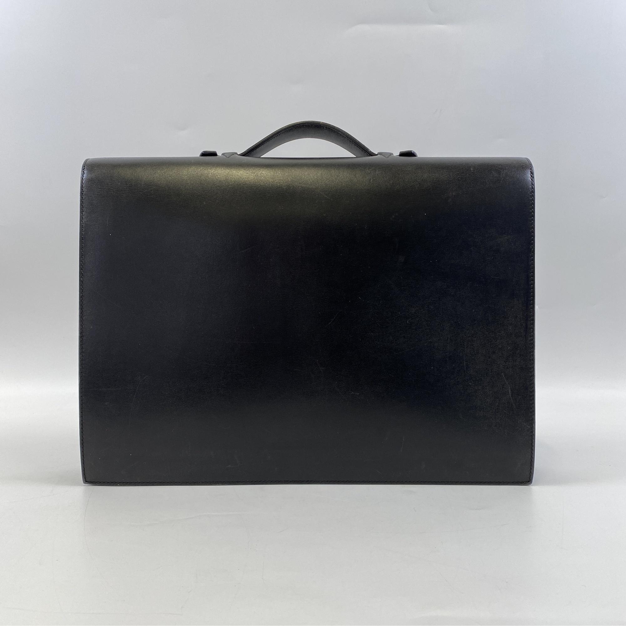 エルメス サックアデペッシュ38 黒 ボックスカーフ SV金具 □B刻印 Bランク