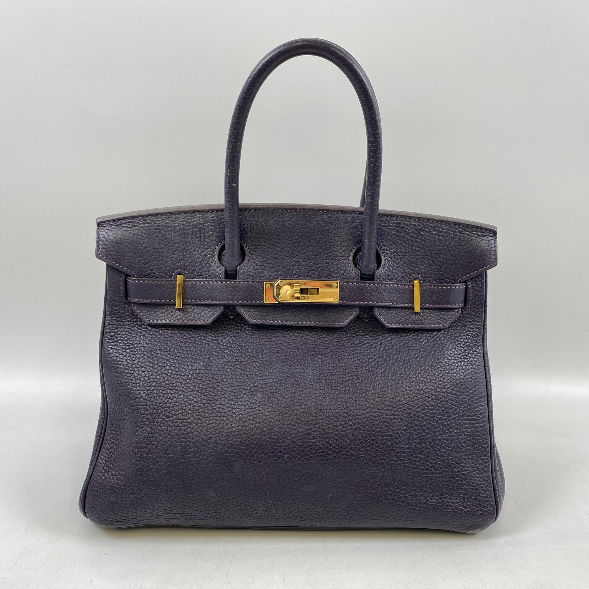 エルメス バーキン30 パープル系 トゴ GD金具 □R刻印 Bランク