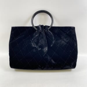 シャネル マトラッセ ハンドバッグ 黒 ベロア GD金具