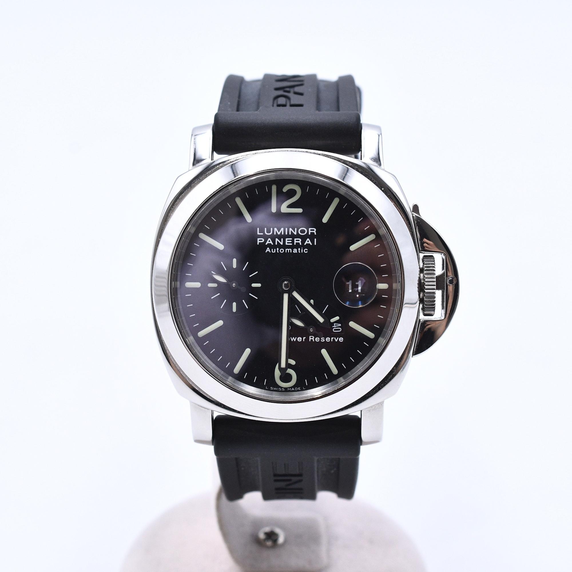パネライ ルミノールマリーナ パワーリザーブ 44mm 黒文字盤 SS×ラバー 