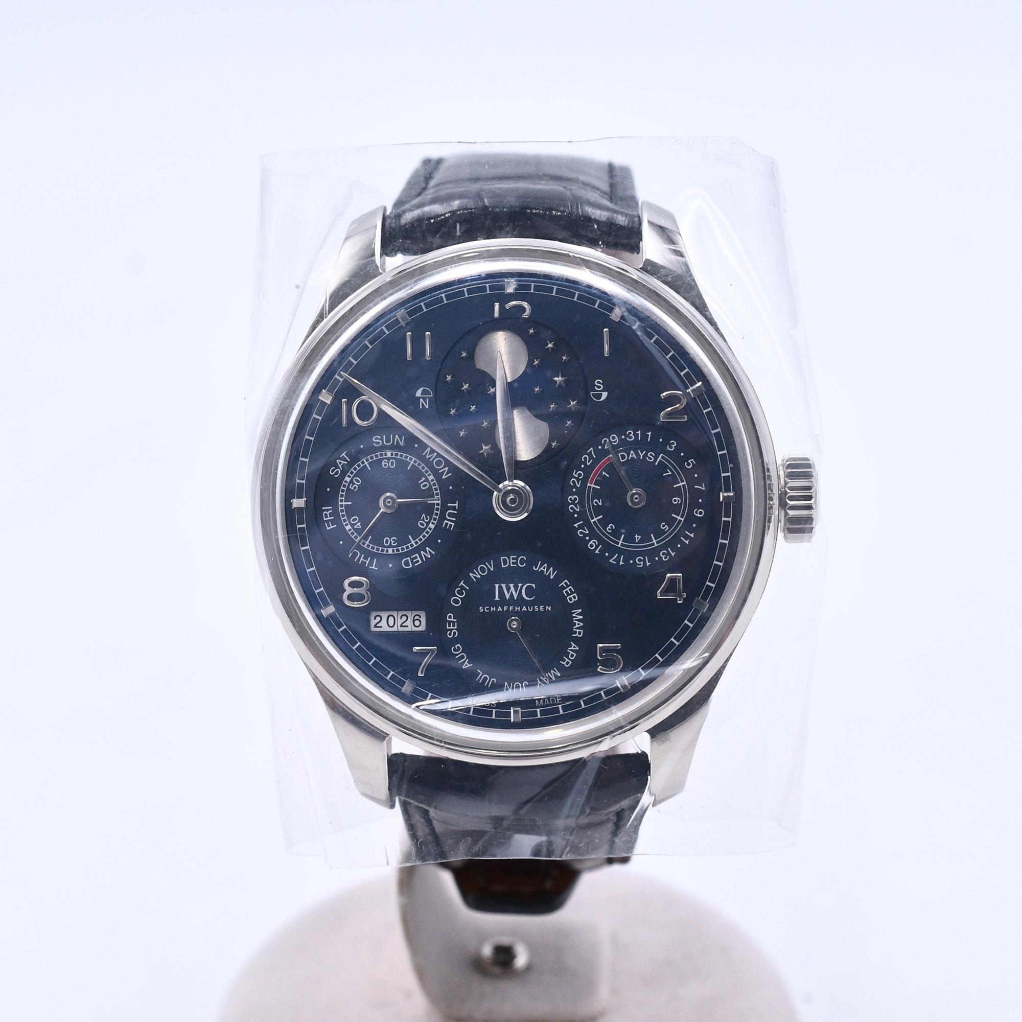 IWC ポルトギーゼ パーペチュアルカレンダー 青文字盤 WG×革/AT Bランク