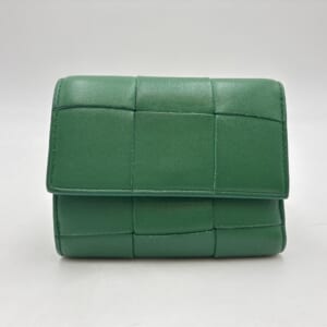ボッテガヴェネタ カセット イントレチャート 三つ折り財布 緑ー