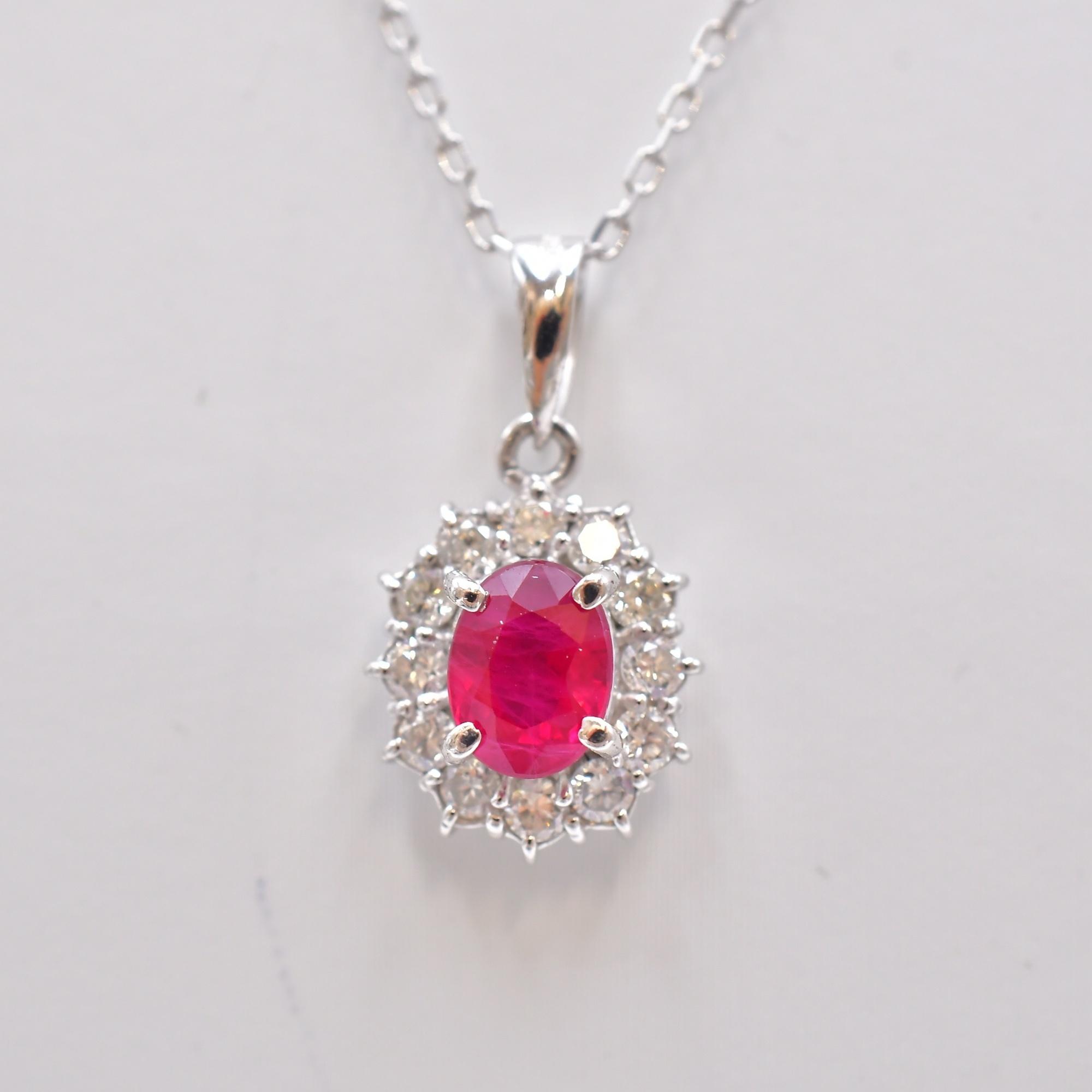 ルビーネックレス 1.11ct D0.5ct K10WG Bランク
