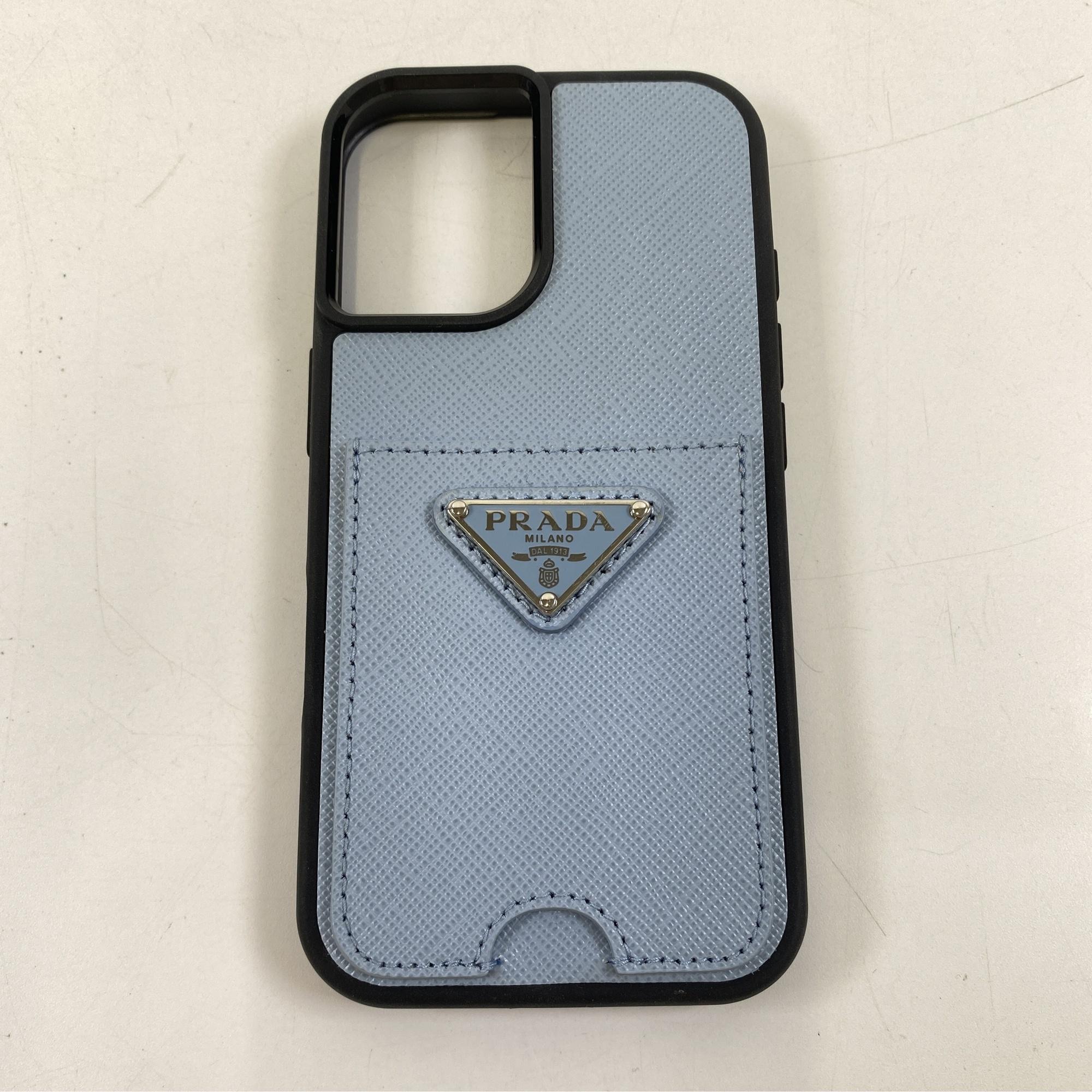 PRADA iPhoneケース サフィアーノレザー ライトブルー15pro PRADA