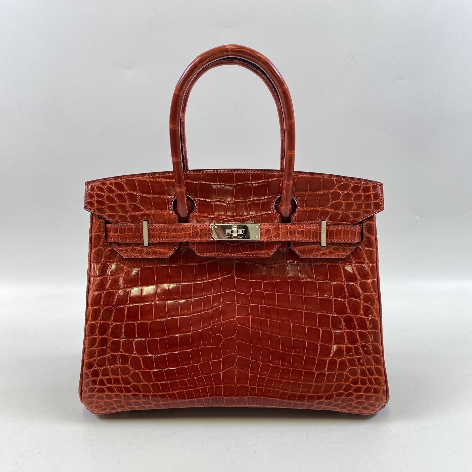 エルメス バーキン30 レッド ニロティカス □R刻印 SV金具 Bランク