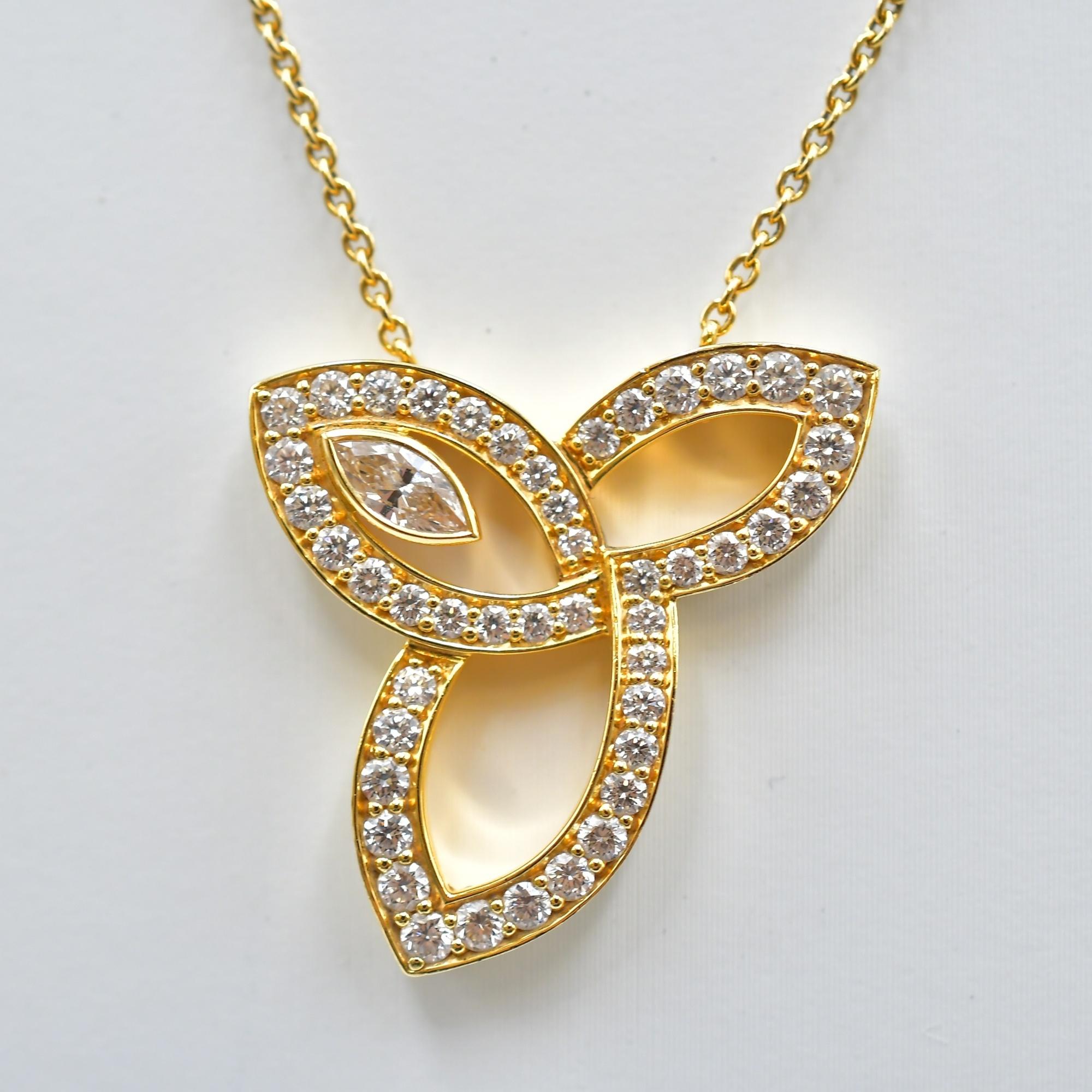 ハリー・ウィンストン リリークラスター ダイヤ ネックレス Au750YG D0.12ct Bランク