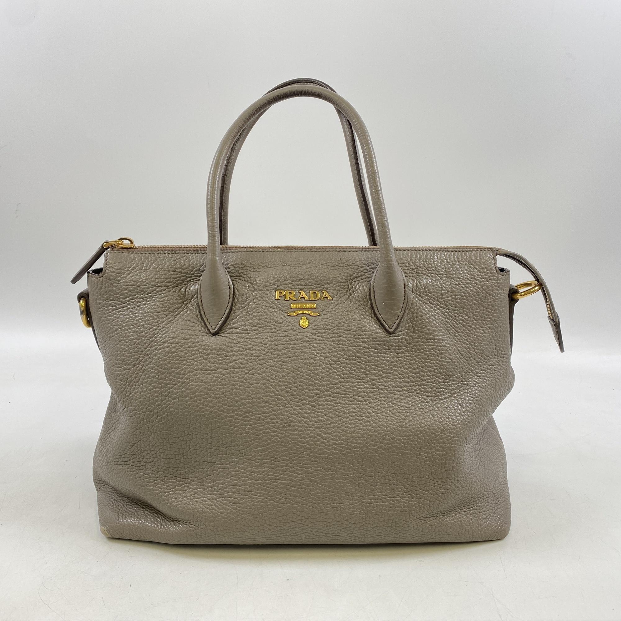 プラダ VITELLO PHENIX 2WAY ハンドバッグ バッグ レザー ベージュ