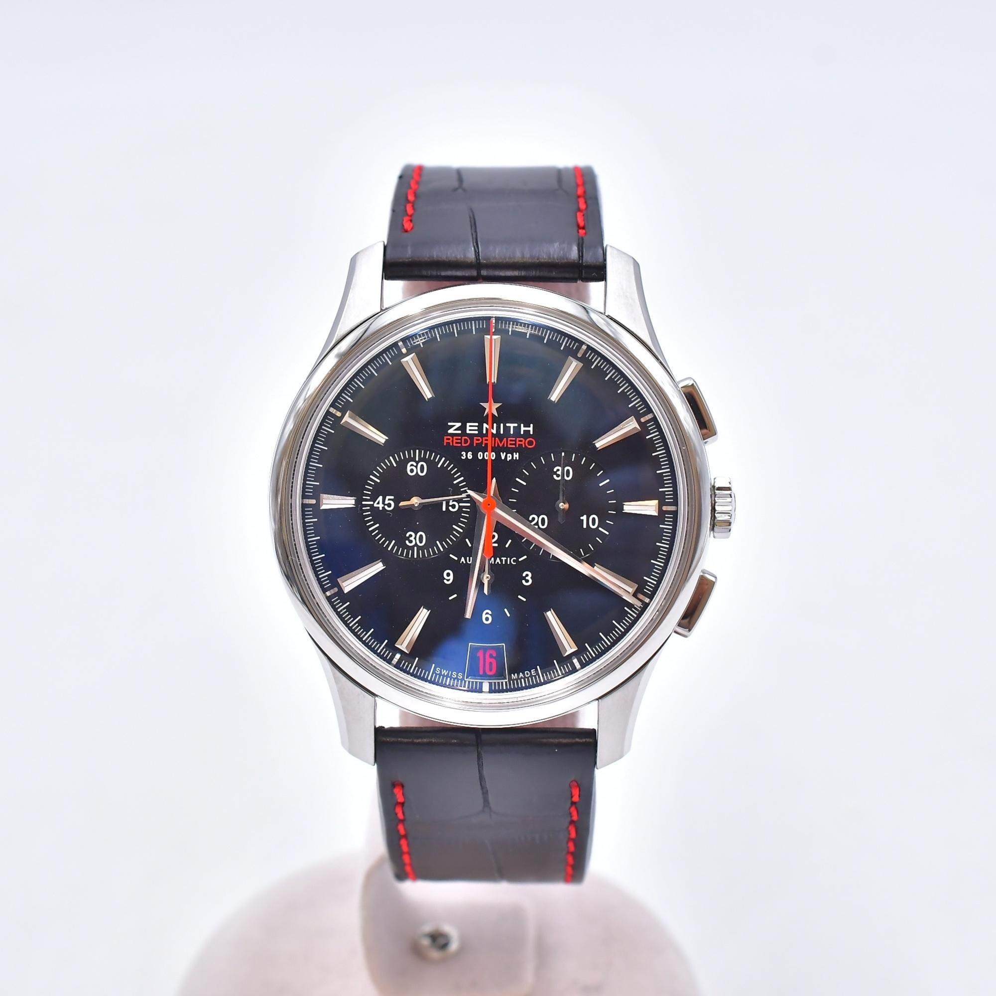 ゼニス エル・プリメロ キャプテン 36000VPH RED PRIMERO 黒文字盤 SS