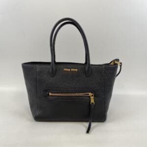 ミュウミュウ マドラス ハンドバッグ 黒 レザー 5BG137