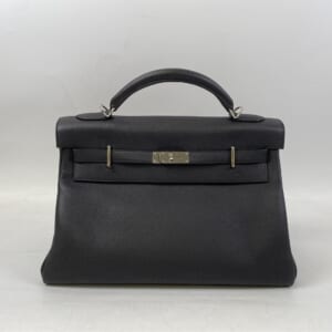 エルメス マキシケリ―42 ルトゥルネ 黒 トゴ SV金具 W刻印
