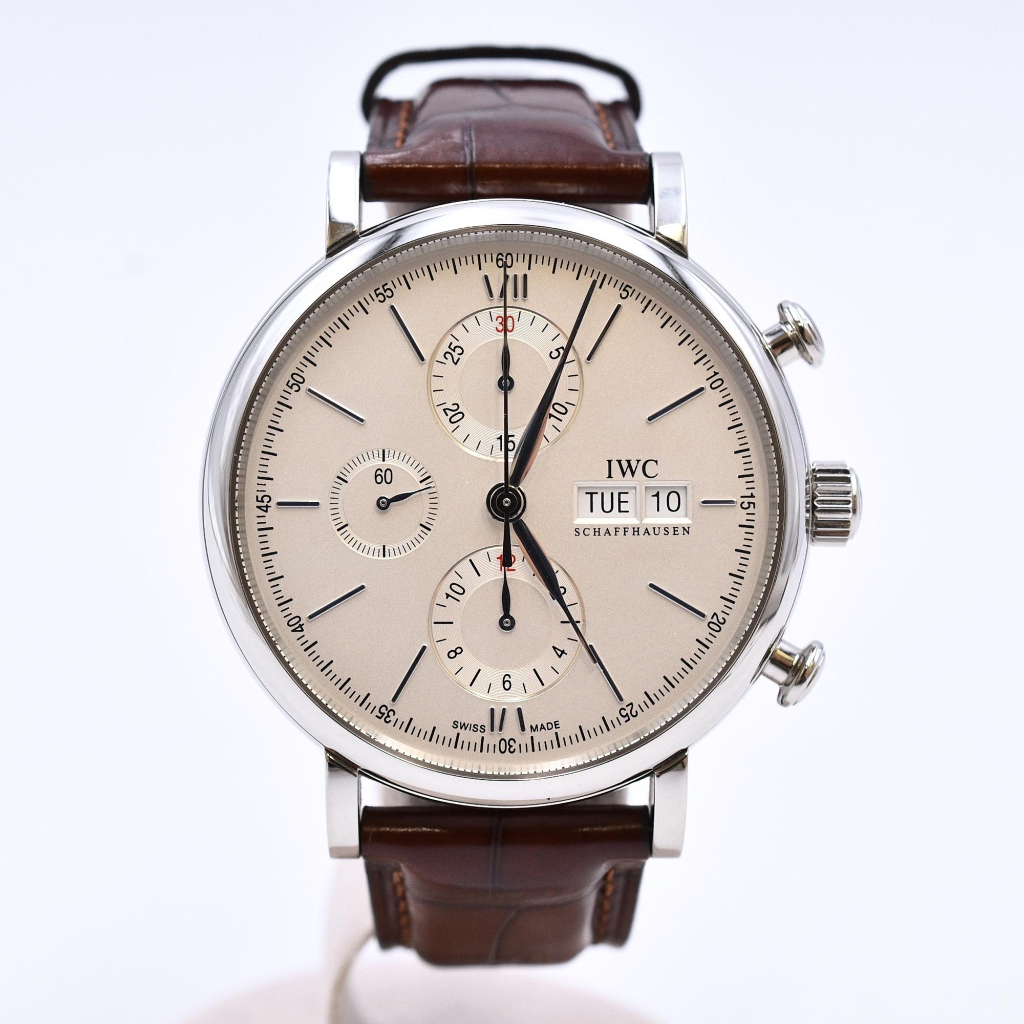 IWC ポートフィノ クロノグラフ シルバー文字盤 SSx革ベルト/AT