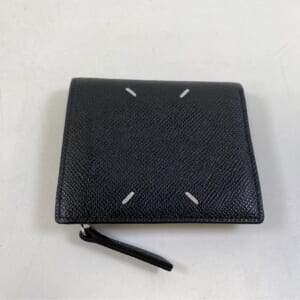 4ステッチ 2つ折り財布 黒 レザー
