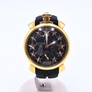 ガガミラノ マヌアーレ 48ｍｍ スターズ 黒文字盤 GP×ラバー/手巻き 5011.STARS.02