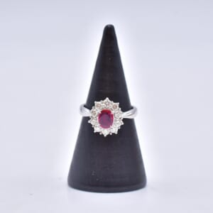 赤色石メレダイヤリング Pt900 赤色石メレダイヤリング 0.52ct 0.44ct
