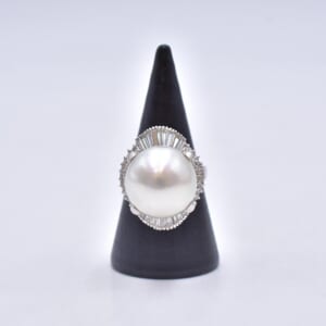 パール ダイヤ リング Pt900 0.99ct 14.4ｍｍ