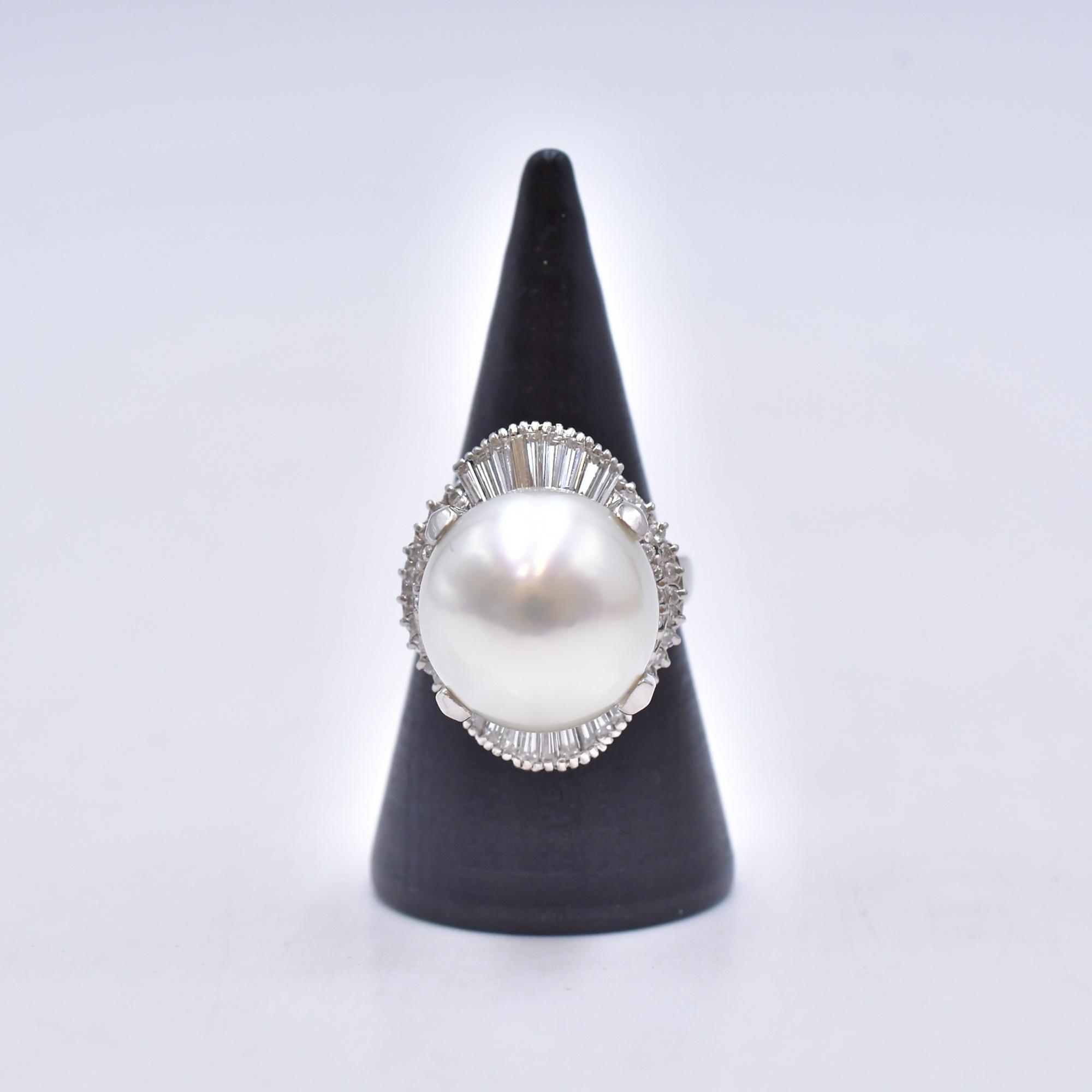 パール ダイヤ リング Pt900 0.99ct 14.4ｍｍ Bランク