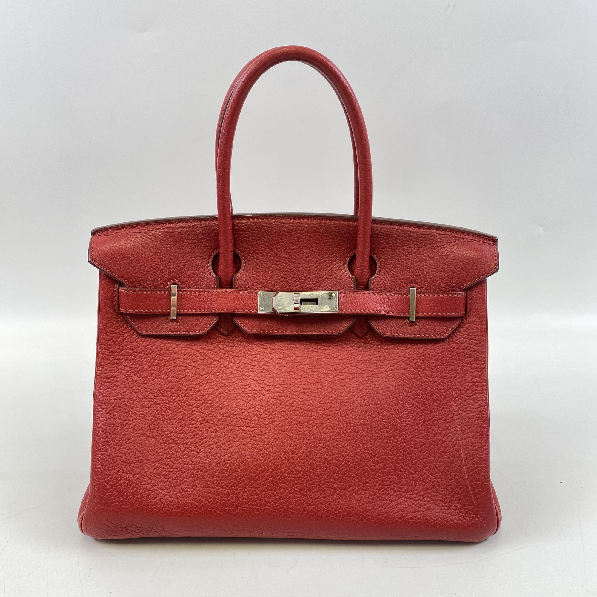 エルメス バーキン30 ルージュガランス トゴ SV金具 □M刻印 Bランク