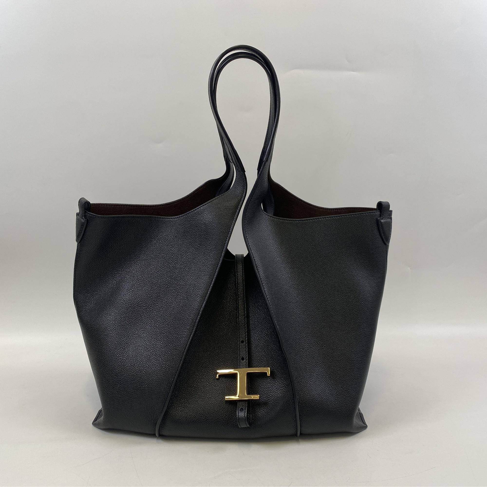 トッズ Tタイムレス スモール ハンドバッグ 黒 レザー Aランク