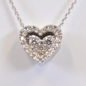 ポンテヴェキオ ハート モチーフ ダイヤモンド ネックレス K18WG 0.30ct