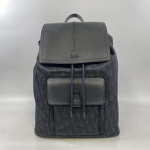 ディオール MOTION OBLIQUE BACKPACK リュック 黒 ナイロン×レザー