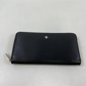 ディオール ラウンドファスナー長財布 黒 レザー