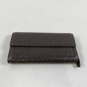 ボッテガヴェネタ イントレチャート 長財布 ブラウン レザー