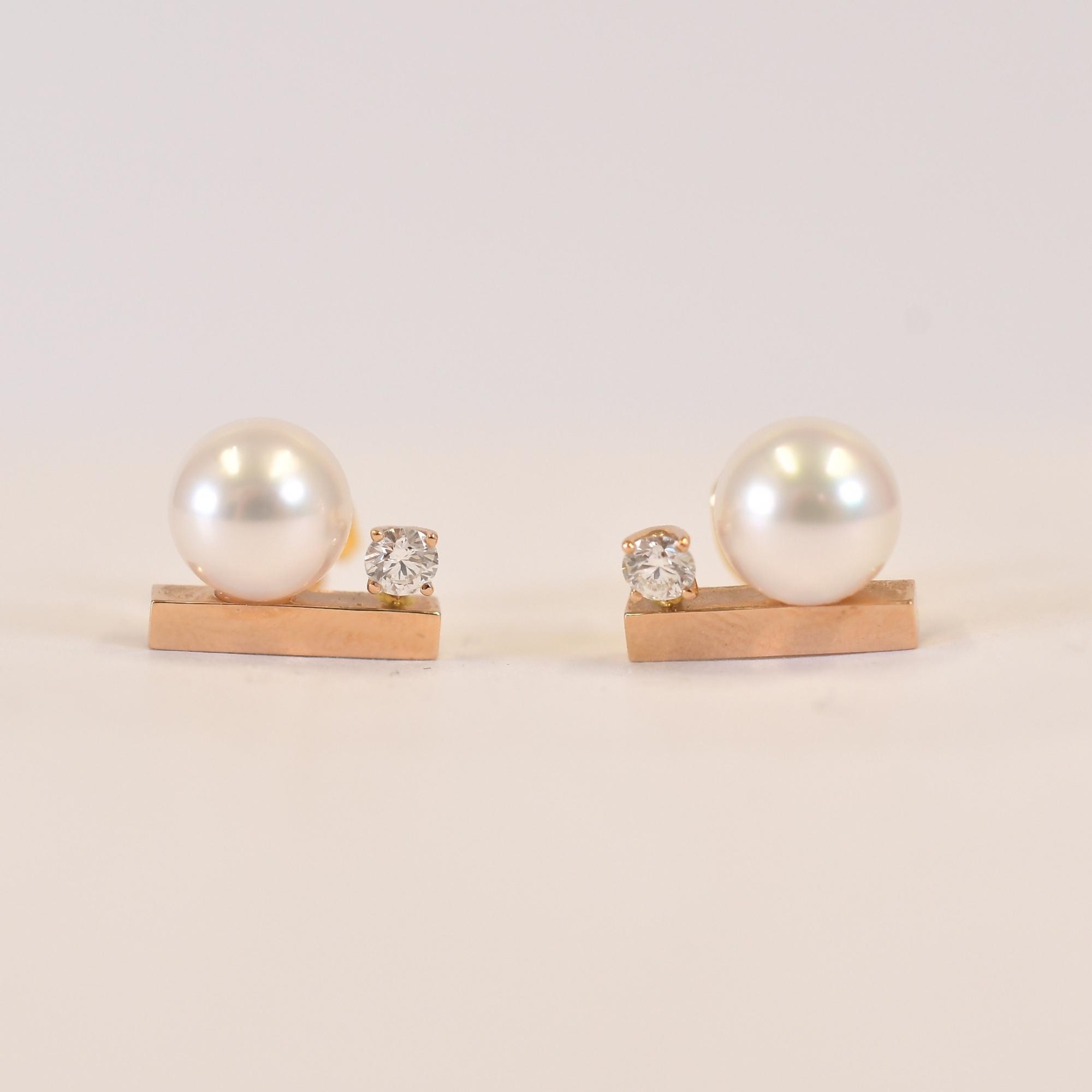 ティファニー ピアス パール 真珠 6.7mm ダイヤ ダイヤモンド K18WG