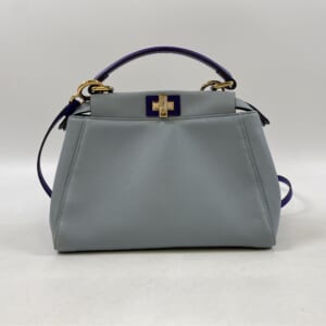 FENDI☆フェンディ　ピーカブー グレー レザービジネスバッグ フェンディ ピーカブー セレリア モンスター ビジネスバッグ 黒 レザー